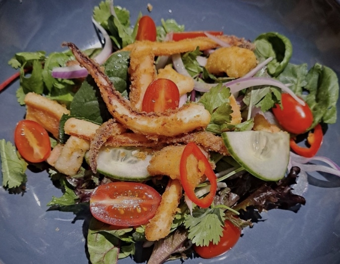 Salt & pepper squid salad